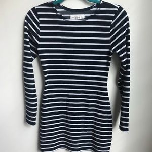 Striped navy blue mini bodycon dress